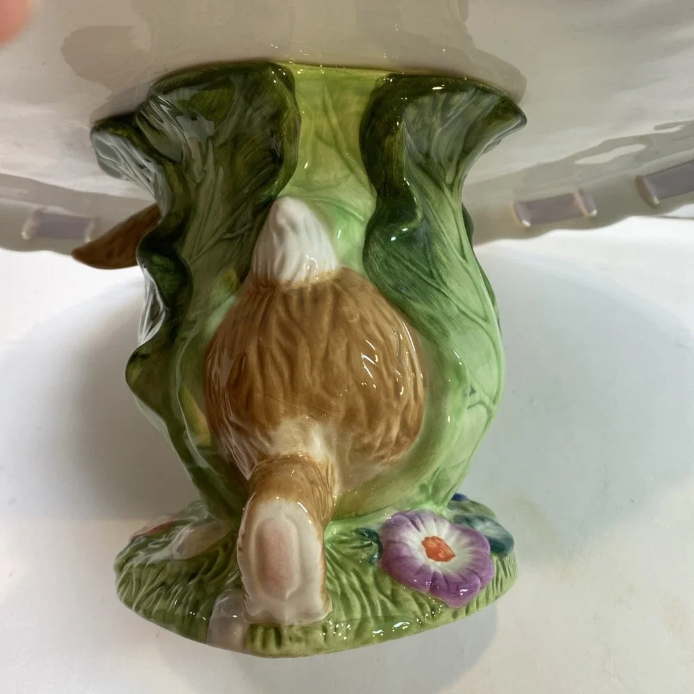 Cake Pie Plate Stand‎ With Little Rabbit In The Cabbage Patch Easter 13